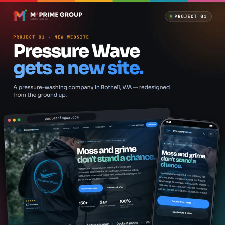 Pressure Wave website on a laptop and a phone